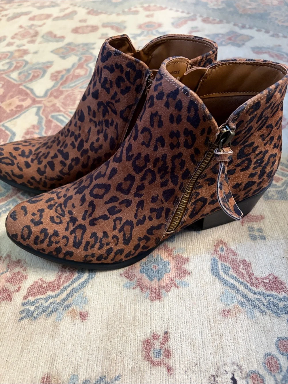 Esprit Leopard Print Ankle Booties - Brown/Black